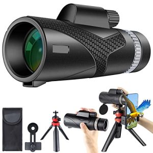 GOHHME 12 X 50 Monocular Telescope Monoculars for Adults BAK4 Prism with Smartphone Holder Upgrade Tripod Waterproof Night Vision Monoculars for Hiking Bird Watching Hunting Camping
