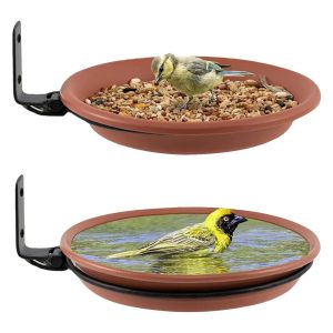 Renyigou 2 Piece Wall Mounted Bird Feeder Hanging Bird Feeder Tray for Garden Bird Feeder Stand Bird Baths Free Standing Installed on Trees Fence Outdoor Walls