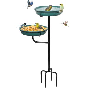 Bird Bath Feeder Water Station Standing Bird Bath Garden for Wild Birds Water Bath for Birds Free Standing Garden Bird Feeder Bird Bath Bowl (Green)