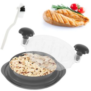 Chicken Shredder with Clear Lid and Handle Chicken Shredder Tool BPA Free Twist for Ground Beef Pulled Pork and Chicken Dishwasher Safe Chicken Shredder Machine for Shredding Pork Chicken (Gray)