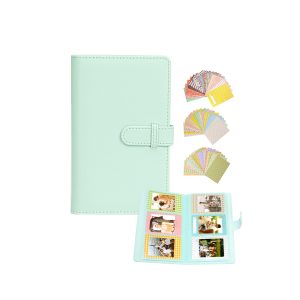 Mini Photo Album 108 Pockets for Fujifilm Instax Mini LiPlay 99 12 11 evo 40 90 70 50S 26 25 9 8+ 8 7S Camera With 60pcs Cute Colorful Stickers (Green)