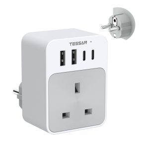 TESSAN UK to European Plug Adapter