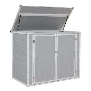 Panana Plastic Garden Shed Outdoor Garden Furniture Storage Shed Plastic House Tool Shed Utility Chest Shed Box (139 x 70x 104cm-Grey)