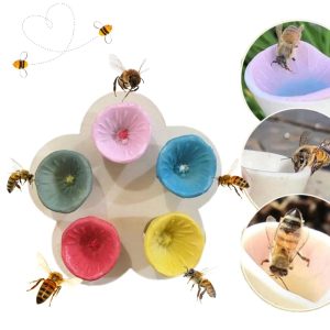 EHOTER Bee Insect Drinking Cup 2024 New Colorful Bee Insect Drinking Cup Safe Places to Drink for Bees Thirsty Pollinators Need a Drink Resin Bee Cups for Garden Decor (Multicolor)