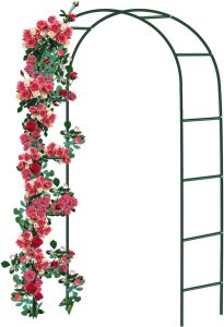 Heavy Duty Metal Garden Arch for Climbing Plants Support Steel Frame Garden Arches Outdoor Decoration and Archway Décor Roses and Vegetables - Large Size 2.4M