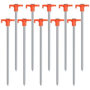 saerryor 10 Pack Tent Pegs Metal Heavy Duty Camping Pegs Awning Pegs Hard Ground Tent Pegs Rock Pegs for Awnings