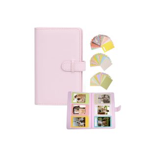 Mini Photo Album 108 Pockets for Fujifilm Instax Mini LiPlay 99 12 11 evo 40 90 70 50S 26 25 9 8+ 8 7S Camera With 60pcs Cute Colorful Stickers (Pink)