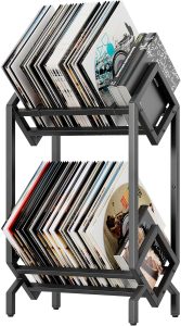 KEYSAFER Vinyl Record Storage Holder CD Rack 12 inches Album Holder Metal CD Display stand Holds up to 100 LP