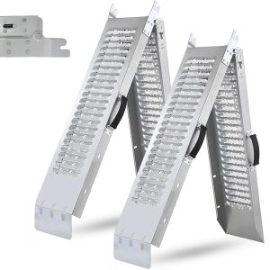 DENNY Van Ramps Heavy Duty – 2Pcs Galvanized Steel Folding Bike Ramp – Portable Loading Ramp for Motorbike