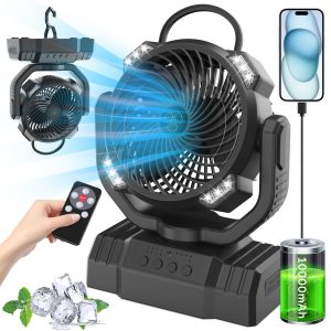 Shinkuro 10000mAh Rechargeable Camping Fan with LED Lantern