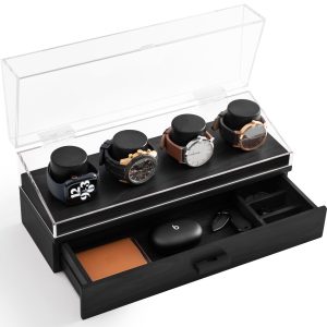 Elevate Your Watch Collection with The Watch Deck Pro – Premium Watch Display Case for 4 Watches – Easy Access