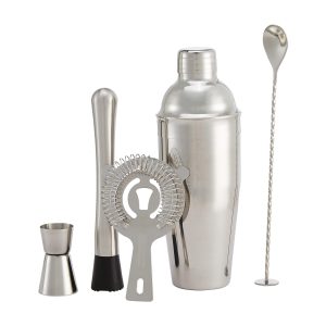 Amazon Basics 5-Piece Stainless Steel Bar Tool Set w/ 710-ml Shaker