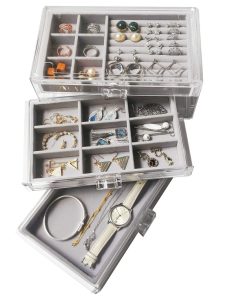 HerFav Acrylic Jewellery Box for Women with 3 Drawers for Rings Earrings and Necklace