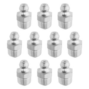 The Lord of the Tools Pack of 10pcs Straight Grease Fitting PT 1/8-28 Inch Thread Hydraulic Grease Nipple Accessories for Car Ship 304 Stainless Steel
