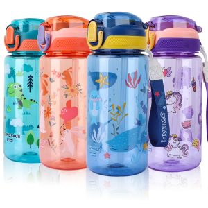 SENBSLAN Kids Water Bottles With Straw