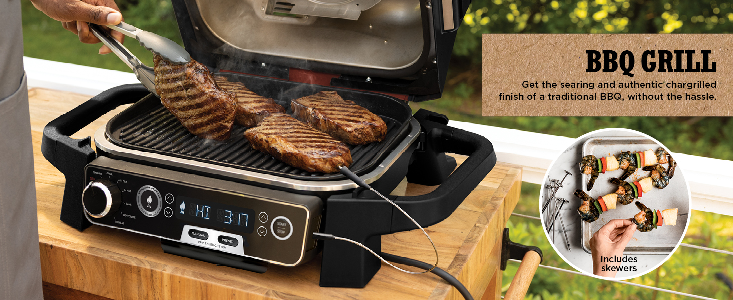 Ninja Woodfire Electric BBQ Grill & Smoker [OG751UKAMZ], 7-in-1 Outdoor Grill 