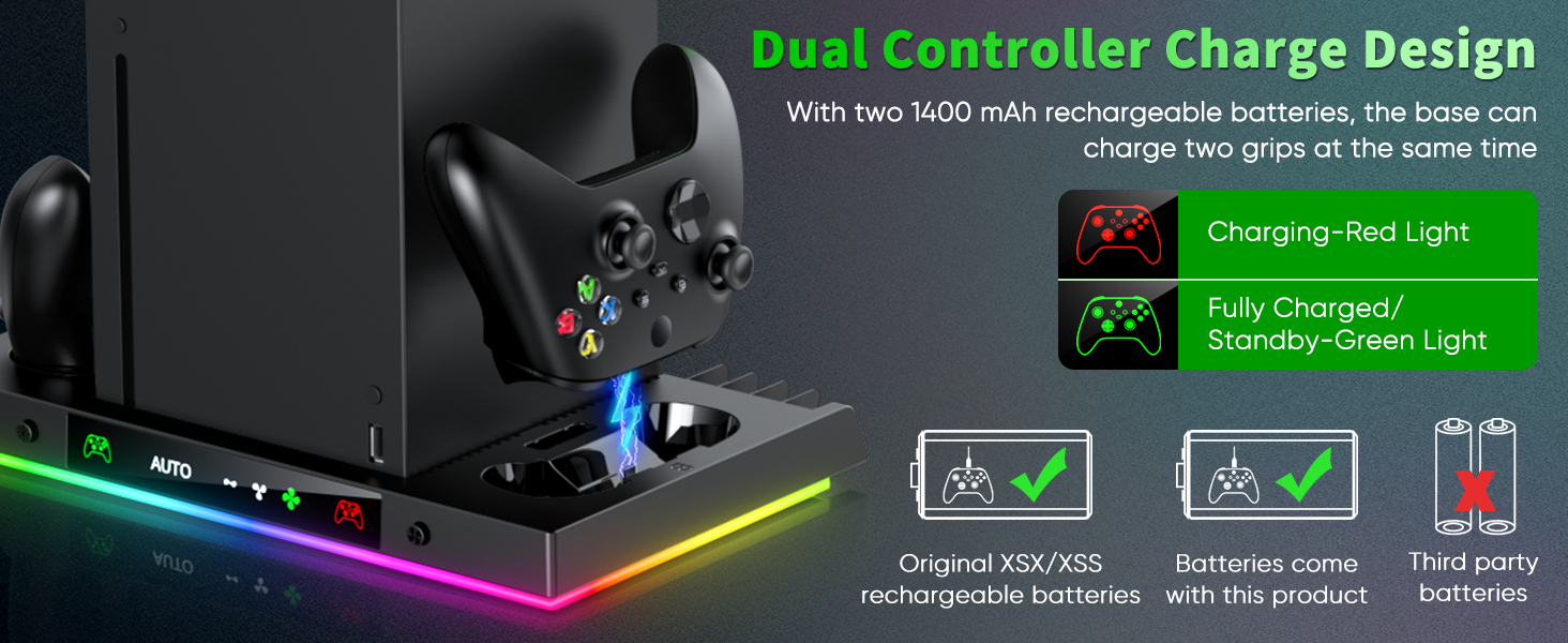 rgb cooling stand for xbox series x with controller charger