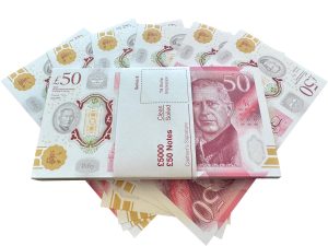 Prop Money for Films and TV - 100 Notes of New King Charles £50 | Fake Money for Content Creation | Realistic UK Money £5000 | Fake Pounds for Movies