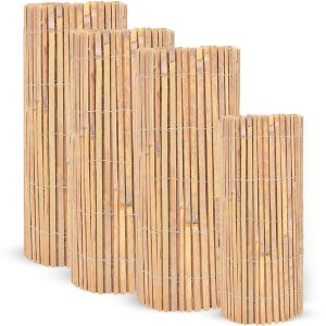 LOIBUYZ Slat Fence - Garden Privacy Screen - Natural Bamboo Fence Screening