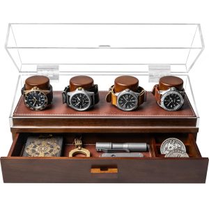 Elevate Your Watch Collection with The Watch Deck Pro – Premium Watch Display Case for 4 Watches – Easy Access