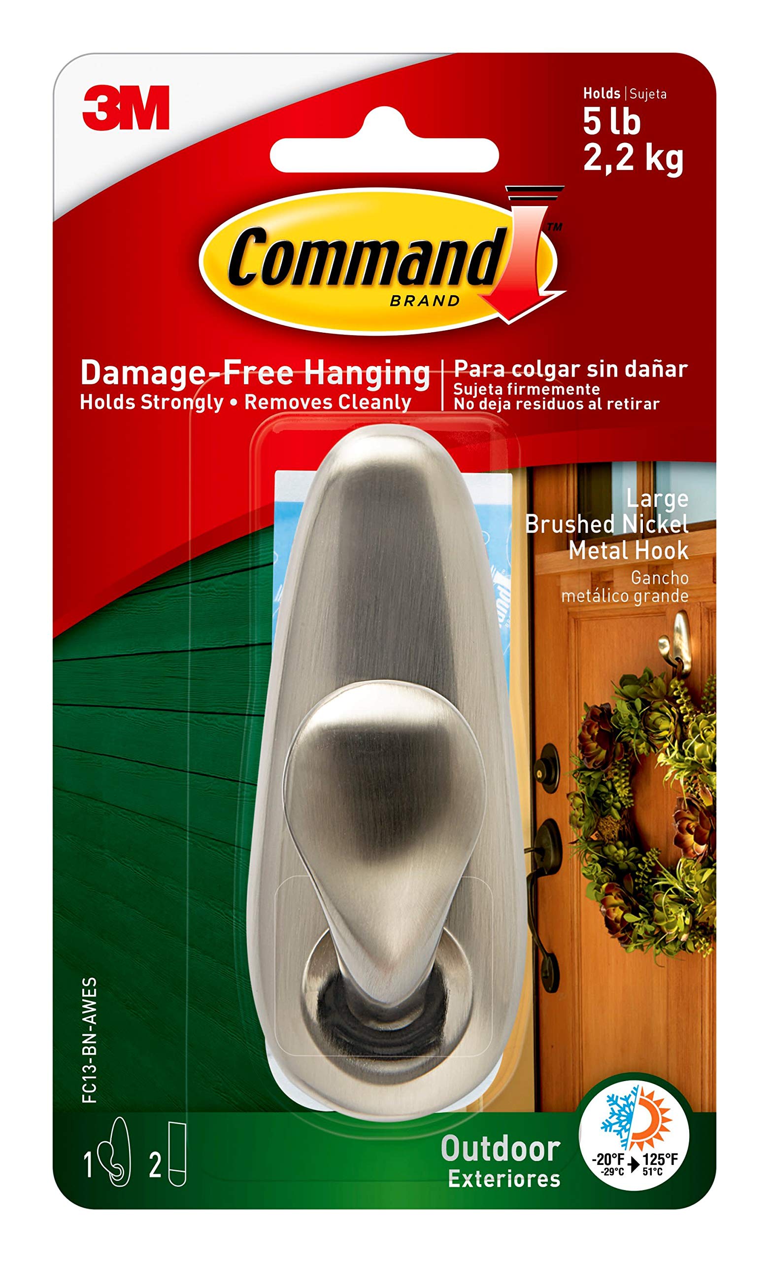 Command Outdoor Large Brushed Nickel