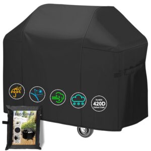 SEYBAO Barbecue Cover 420D Waterproof Heavy Duty Oxford Large Size BBQ Cover with Adjustable Straps Windproof Rip-Proof Dustproof UV Resistant Outdoor Home Gas Grill Cover (145x61x117m)