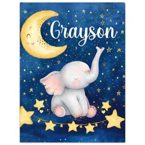 Personalised Baby Blanket for Girls Custom Baby Blanket with Name for Kids Custom Elephants Blanket for Infant Toddler Soft Newborn Bed Throw Personalised Baby Gift for Birthday Baby Shower Christmas