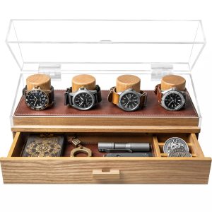 Elevate Your Watch Collection with The Watch Deck – Premium Watch Display Case for 4 Watches – Unique Birthday Gift for Men – Wooden Mens Watch Box & Watch Case – Lifetime Assurance Included