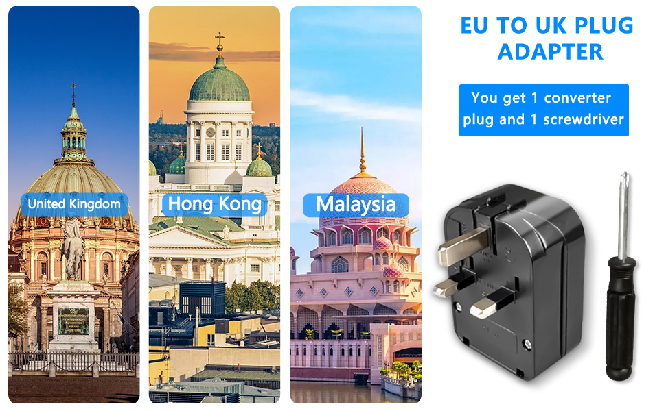 Euro Earthed to UK Converter Plug