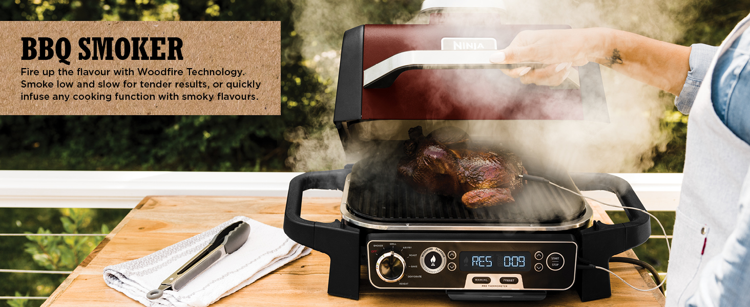 Ninja Woodfire Electric BBQ Grill & Smoker [OG751UKAMZ], 7-in-1 Outdoor Grill 