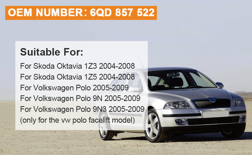 heated wing mirror glass replacement right compatible with vw polo 9n 9n3 2005 2006 2007 2008 2009