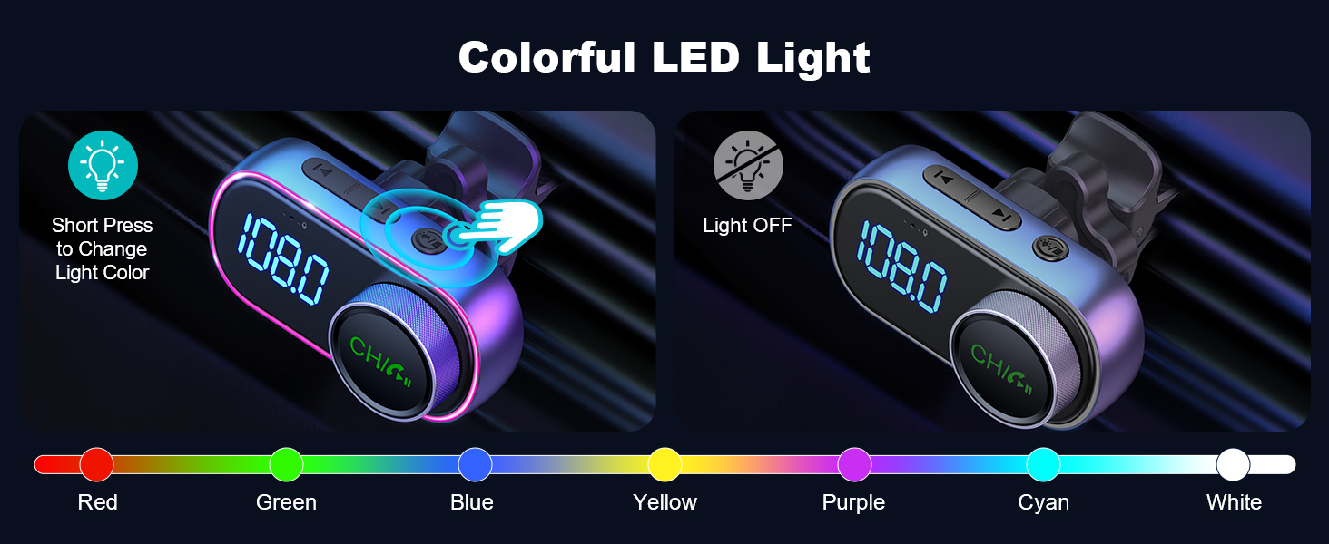 T78-Bluetooth Car Adapter Colorful LED light