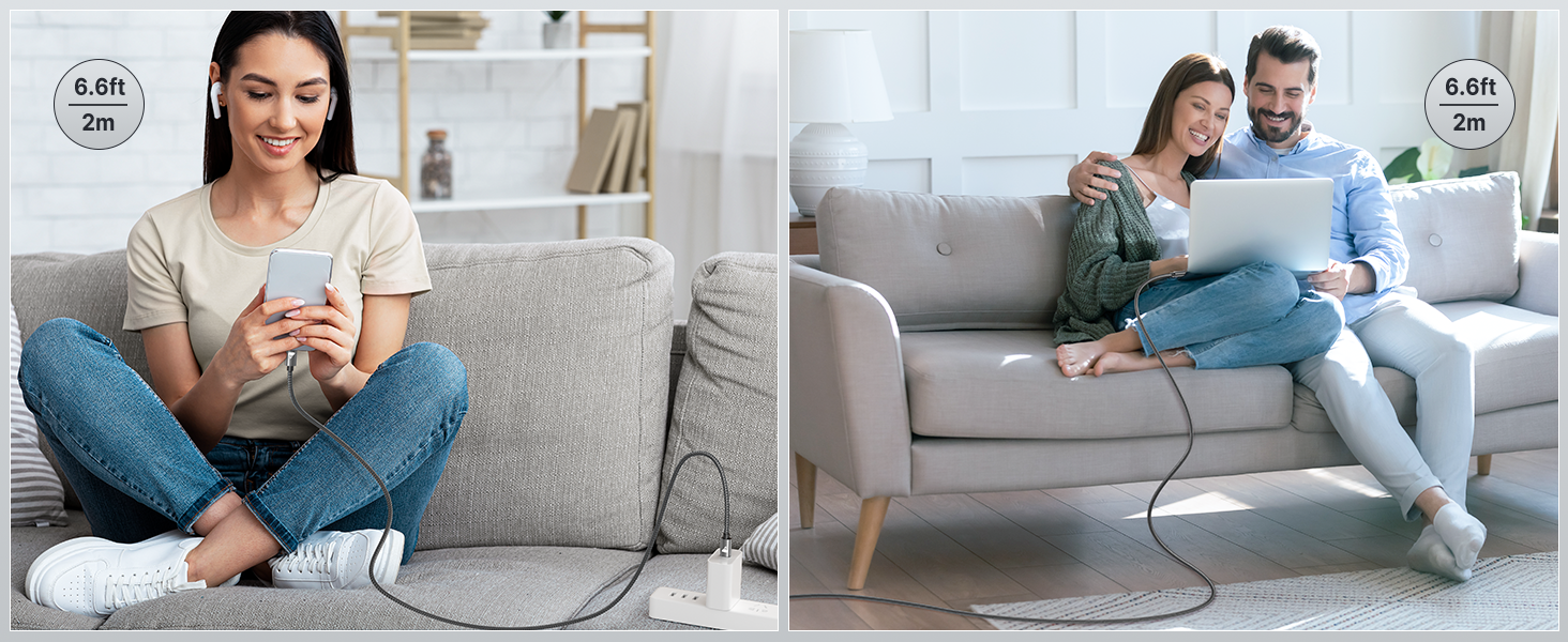 Yosou USB C to USB C Cable 2m 2Pack, 100W C to C charger Cable Fast Charge USBC Charging Lead