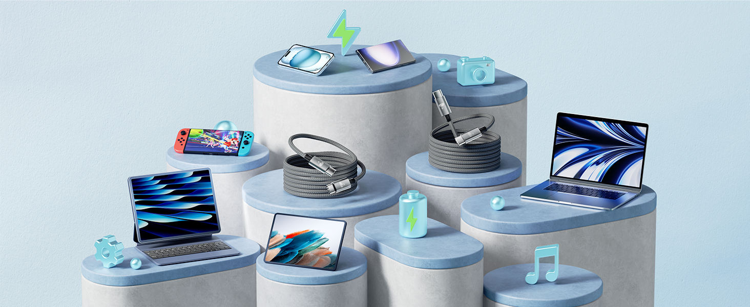 Yosou USB C to USB C Cable 2m 2Pack, 100W C to C charger Cable Fast Charge USBC Charging Lead