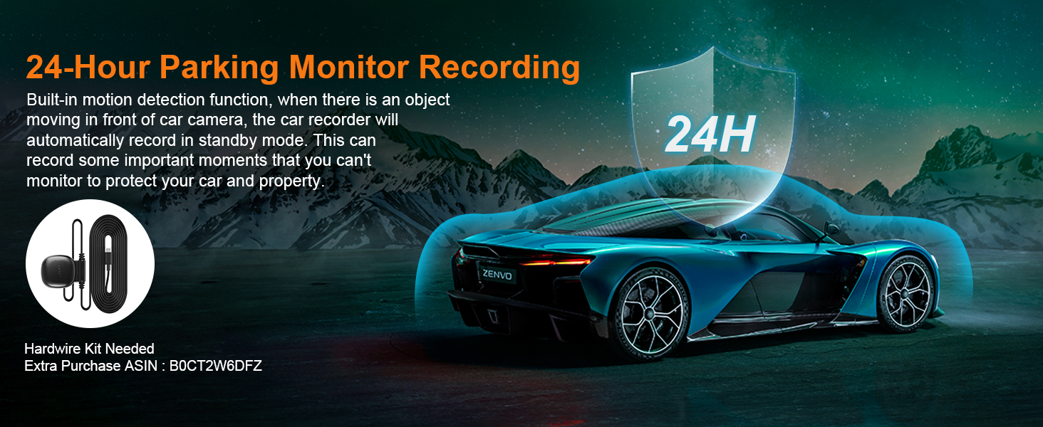 4k dash cam car camera dash cam front and rear 24h parking mode