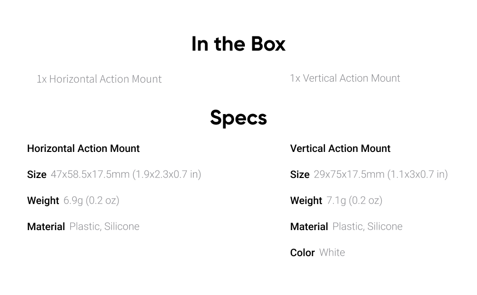 GO 3/GO 3S Vertical & Horizontal Action Mount Set