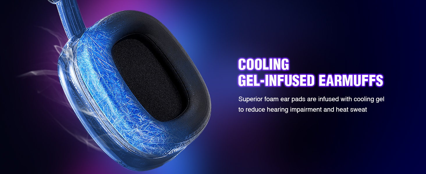 Superior foam ear pads are infused with cooling gelto reduce hearing impairment and heat sweat