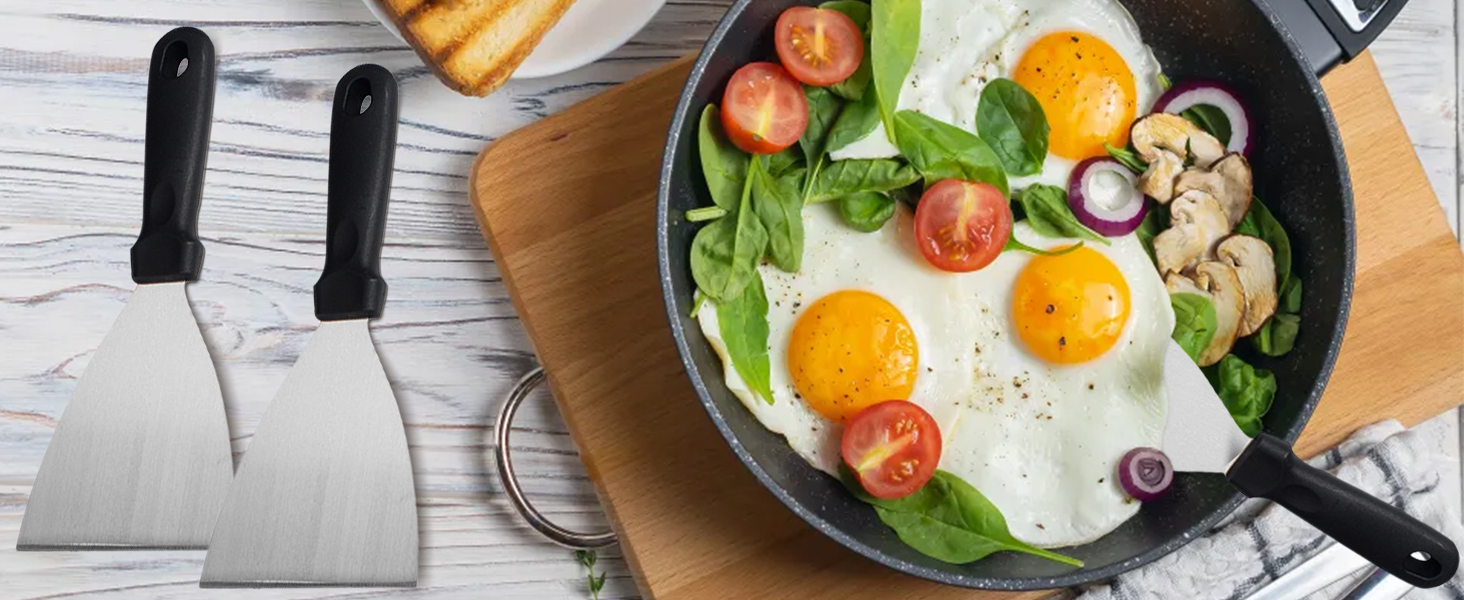 metal spatula, scraper with plastic handle