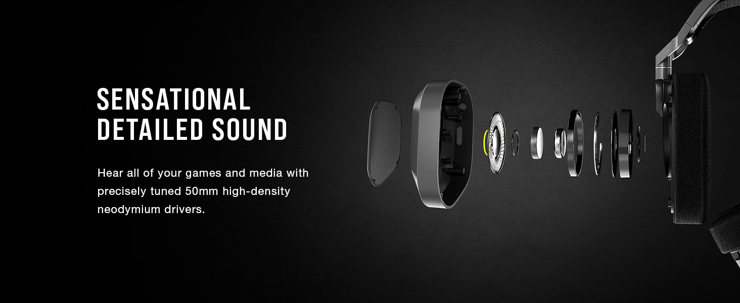 50mm neodymium drivers, stereo headset, stereo gaming headset, gaming headset