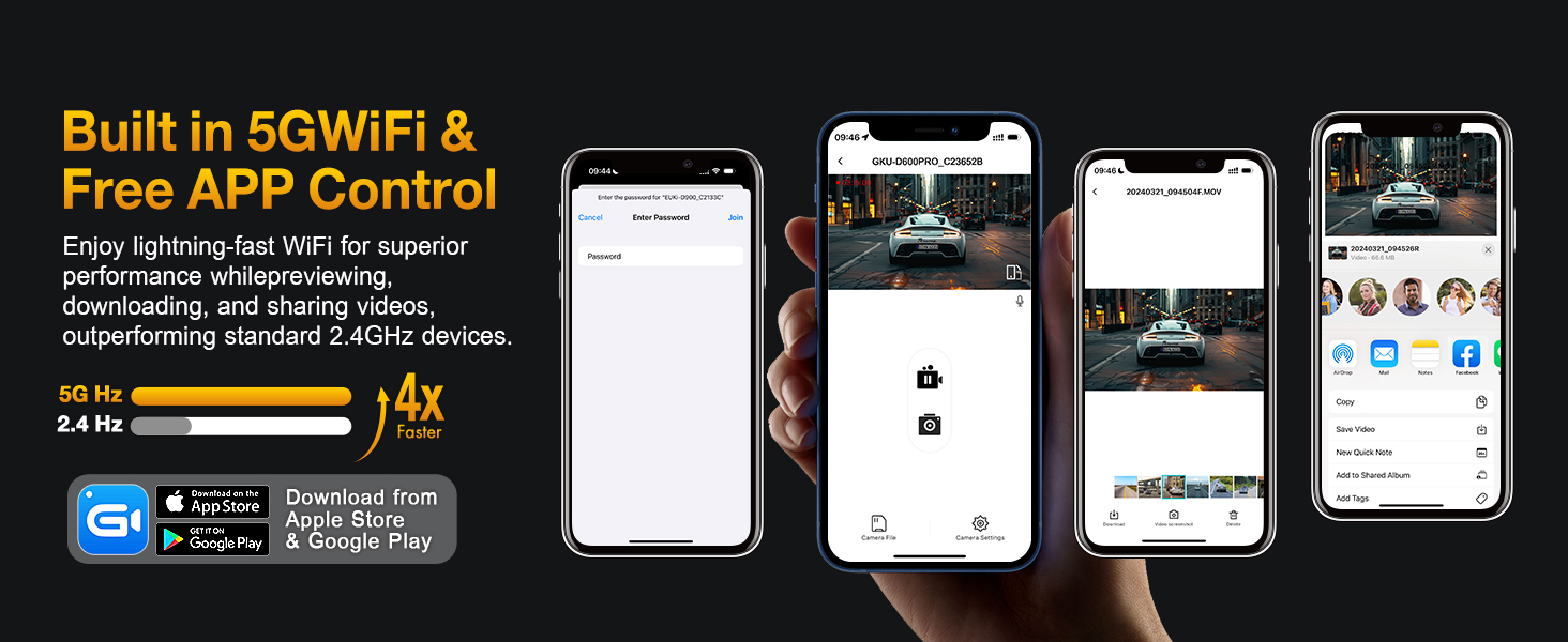 wifi dash cam front and rear
