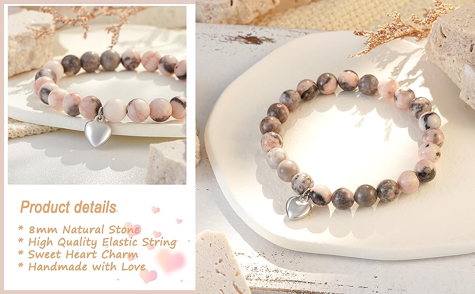 PA020-Heart Bracelet石头手链A+1