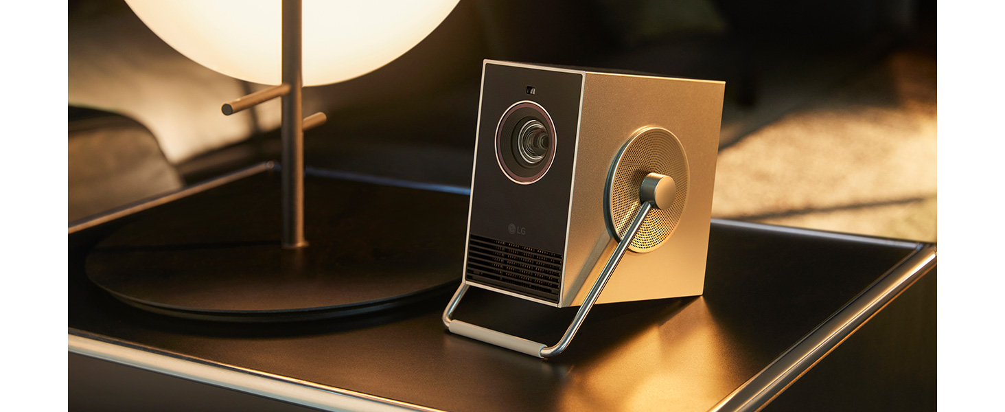 Various usage scenes of LG CineBeam HU710PB - on the tables.