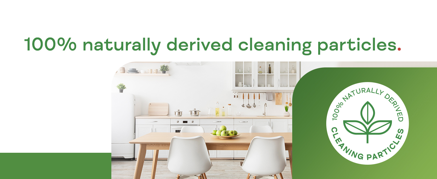 Made with 100% natural cleaning particles derived from limestone for a gentle and reliable clean