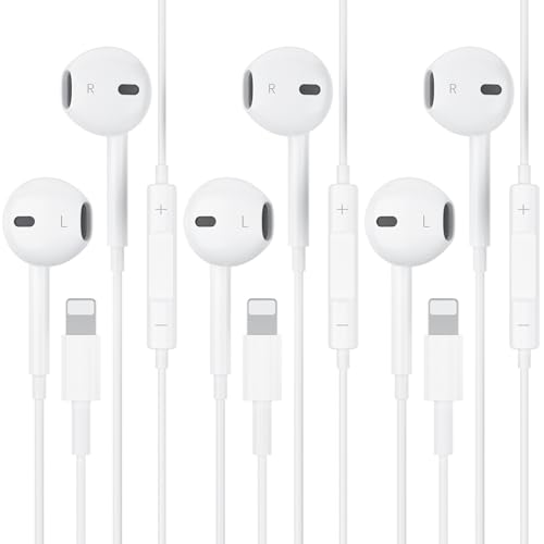 3 Pack Wired iPhone Earphones [MFi Certified] In-Ear Headphones