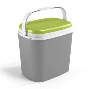 URBNLIVING 27L Large Compact Insulated Beach Picnic & Camping Leakproof Travel Cooler Box Cool Ice Box with Handle (Grey & Green)