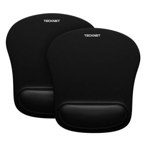 TECKNET Mouse Mat 2 Pack with Memory Foam Rest -Non-slip Rubber base- Special-Textured Water-Resistant Surface