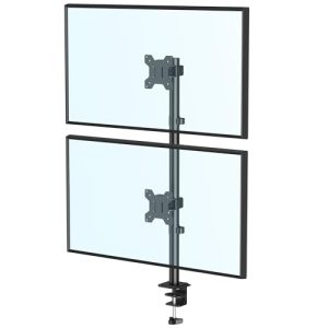 Dual Monitor Desk Mount Stand WHYFONE 790mm Tall Pole Vertical Stack Monitor Arm Desk Mount for 13-32’’ Screens