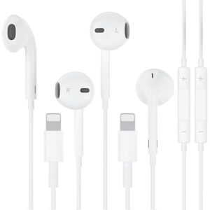 2 Pack For iPhone Headphones [MFi Certified] HiFi Stereo Noise Canceling In-Ear Earbuds with Built-in Mic+Volume Control for iPhone 14/14 Plus/14Pro/14Pro Max/13/12/SE2020/11/XR/XS/X/8/7 Plug and Play