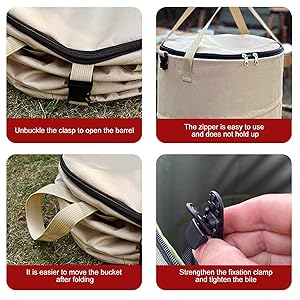 Well Made: This camping trash can has built-in thickened steel rings that support the body and preve