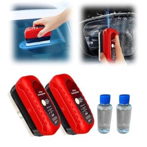 Automotive Oil Film Cleaning Brush - Versatile Glass Cleaning Board with Reusable Foam Sprayer for Windshield and Car Glass Oil Film Removal (2 x Cleaning Brushes + 2 x 60ml Refills)